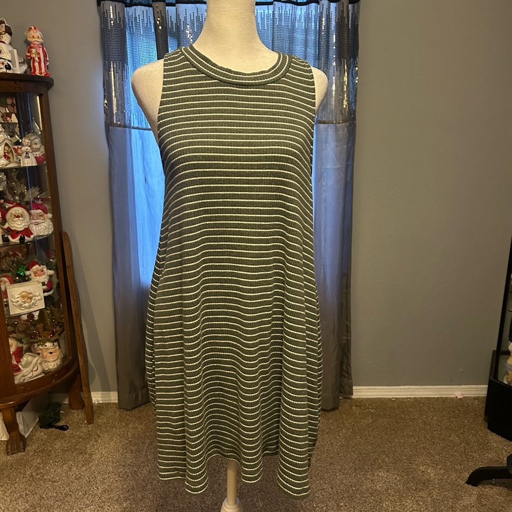 Hayden Olive and White Strapless Dress